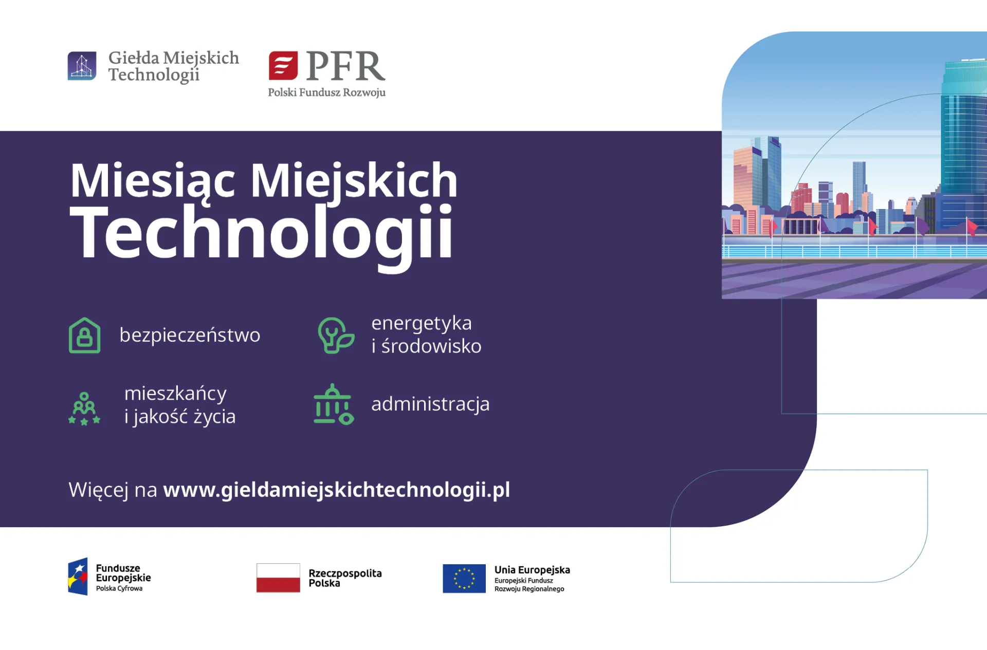 Grafika promująca Miesiąc Miejskich Technologii